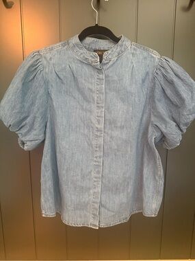 NEW TRUTH by Republic Medium Wash Denim Puff Sleeve Button-Front Top